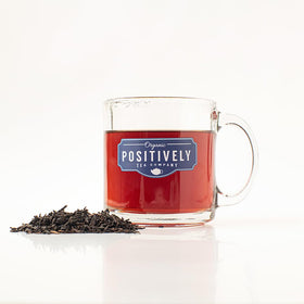 Organic Positively Tea Company Assam TGFOP steeping setup with timer.