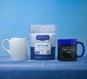 Organic Positively Tea Co bergamot aroma close-up enhances the Earl Grey Creme experience.