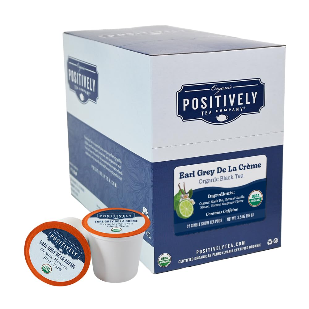 Organic Positively Tea Co bergamot aroma drops highlight fruity notes for a bright cup.