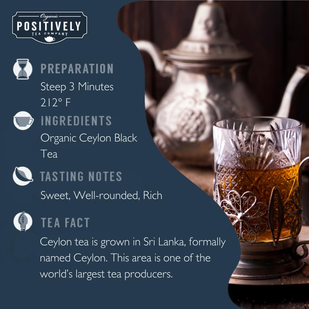 Organic Positively Tea Co Ceylon black tea dry leaves close-up revealing aroma.