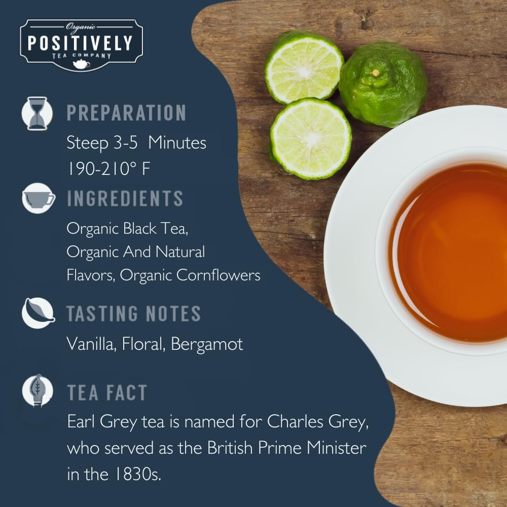 Organic Positively Tea Co Earl Grey Creme steeping loose leaf tea produces a bright, flavorful cup.