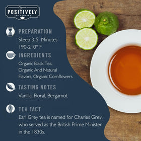 Organic Positively Tea Co Earl Grey Creme steeping loose leaf tea produces a bright, flavorful cup.