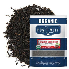 Organic Positively Tea Company English Breakfast loose leaf tea with rich aroma for a morning ritual.