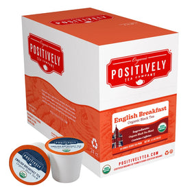 Organic Positively Tea Company English Breakfast pour reveals a rich red-gold hue.
