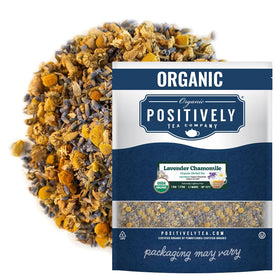 Organic Positively Tea Company lavender chamomile loose-leaf in bowl for relaxing aroma