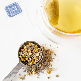 Relaxing nighttime routine with Organic Positively Tea Company lavender chamomile