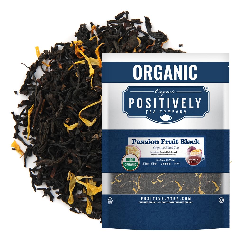 Organic Positively Tea Company Passion Fruit Black Tea loose leaf aroma and bold notes