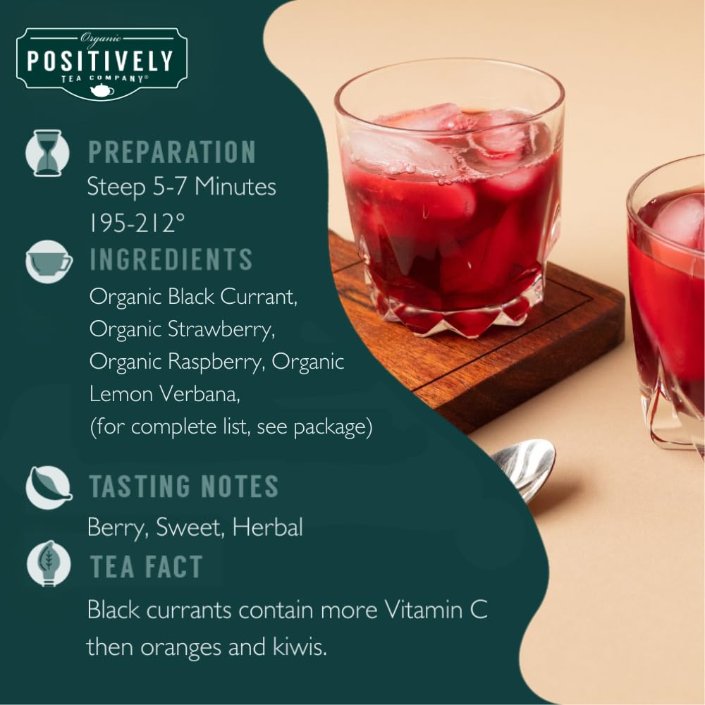 Organic Positively Tea Company's Very Berry Citrus, 1 lb loose-leaf blend for daily relaxing tea rituals.