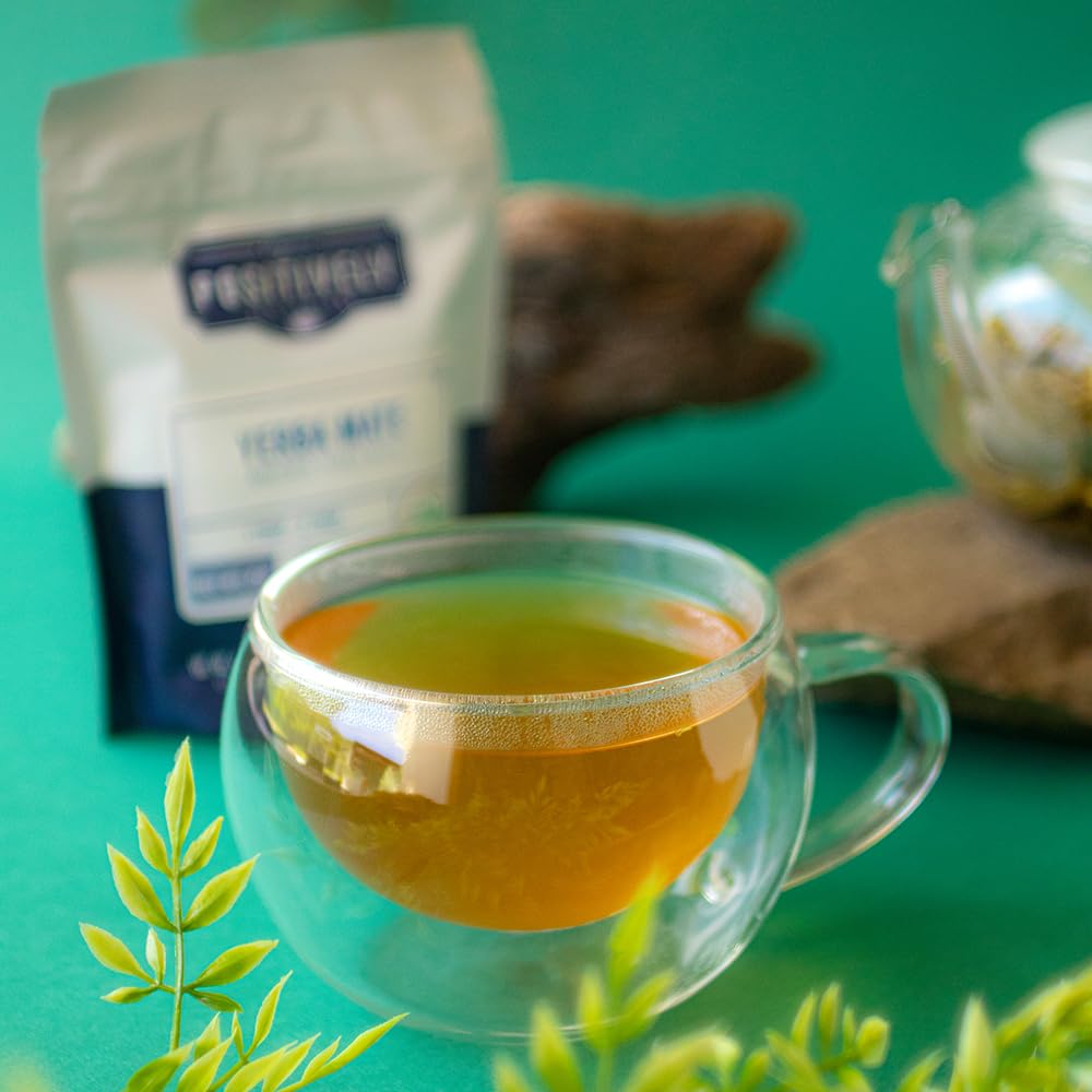 Organic Positively Tea cup with steam—balanced energy from a clean cup.