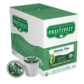 Organic Positively Tea Company green tea K-Cup pod with bold roasted notes for a quick morning brew
