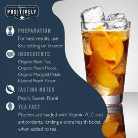 Organic Positively Tea Juicy Peach peach pieces contribute natural fruit notes.