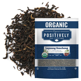 Organic Positively Tea Company Lapsang Souchong loose leaves reveal rich smoky aroma