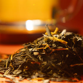 Organic Positively Tea Mango Green calendula petals add color to the blend