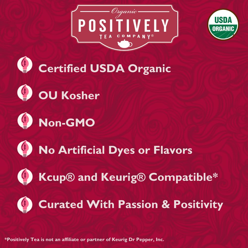 Organic Positively Tea packaging box with compostable filter and BPA-free pod