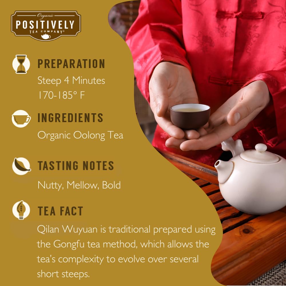 Cup of Qilan Wuyuan Oolong showing nutty mellow notes and smooth finish