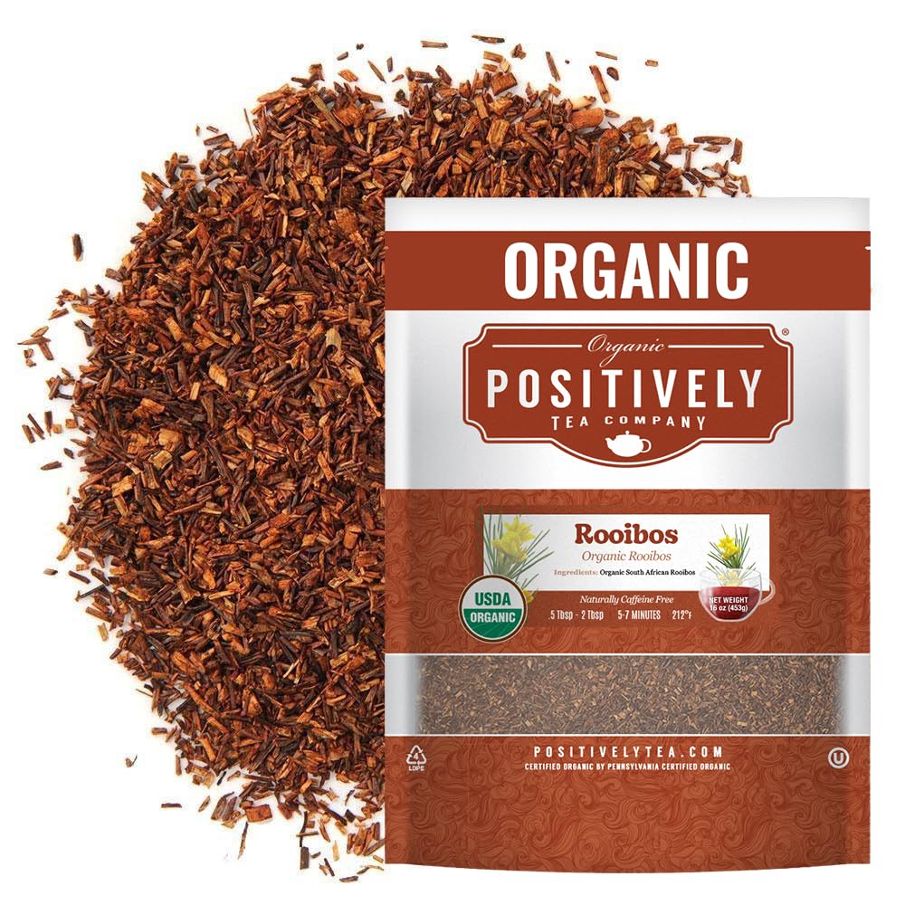 Organic Positively Tea Rooibos loose-leaf pack with antioxidant-rich aroma.