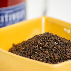 Organic Positively Tea Company Scottish Breakfast morning routine scene with a comforting amber brew.