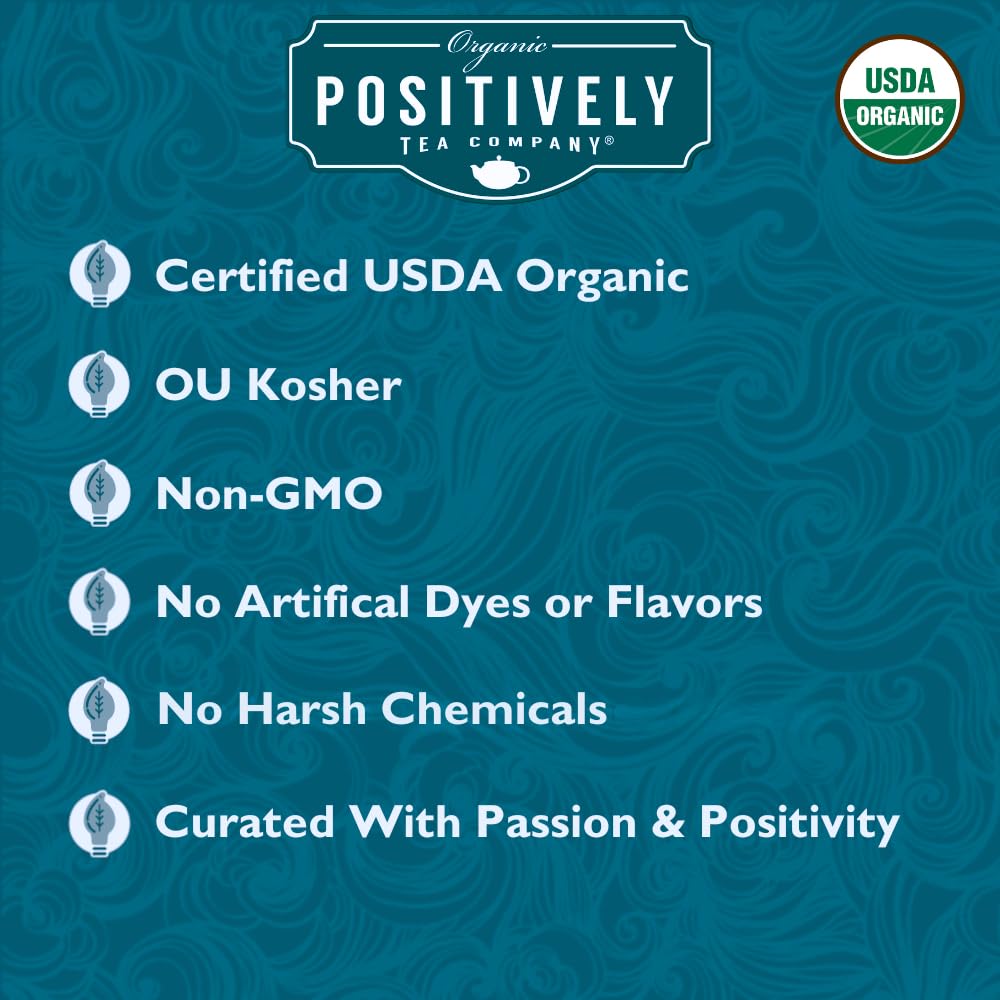 Organic Positively Tea Company Scottish Breakfast pour-shot showcasing rich, earthy flavor.