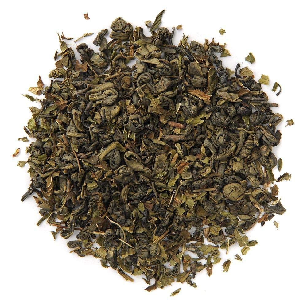 Organic Positively Tea Spearmint Green leaves closeup highlights quality and texture