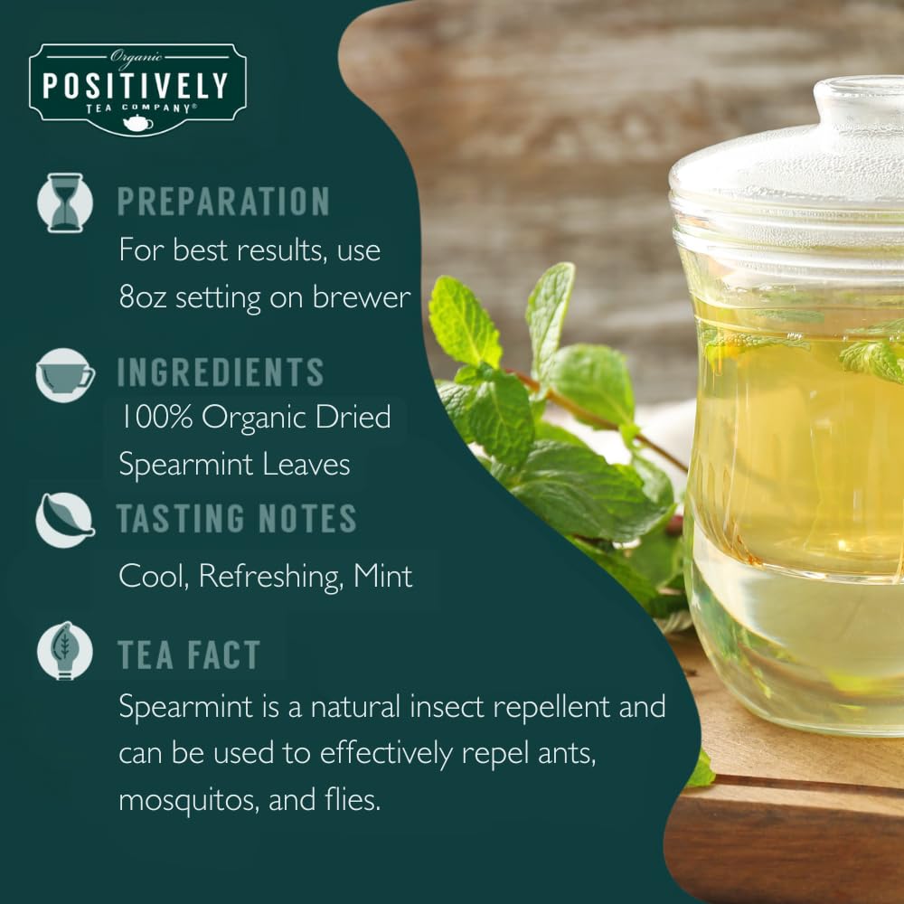 Organic Positively Tea spearmint K-Cup compatible pods for quick brew.