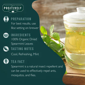 Organic Positively Tea spearmint K-Cup compatible pods for quick brew.