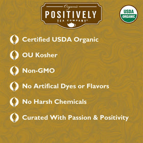 Aromatic Ti Kuan Yin aroma rising from a cup of Organic Positively Tea.