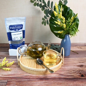 Organic Positively Tea packaging highlighting USDA Organic certification.