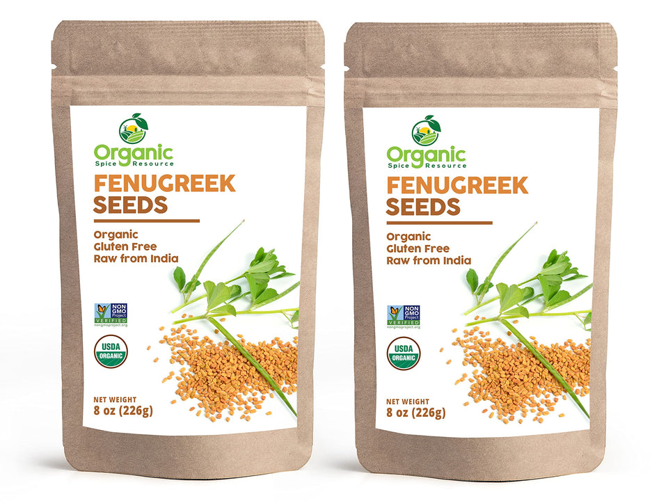 Organic Spice Resource fenugreek seeds in a resealable 16oz pack for lasting freshness