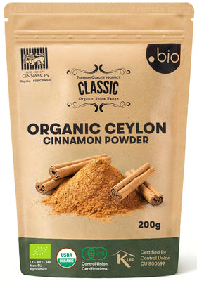 Organic Spice Shop cinnamon powder bag front—resealable for lasting freshness