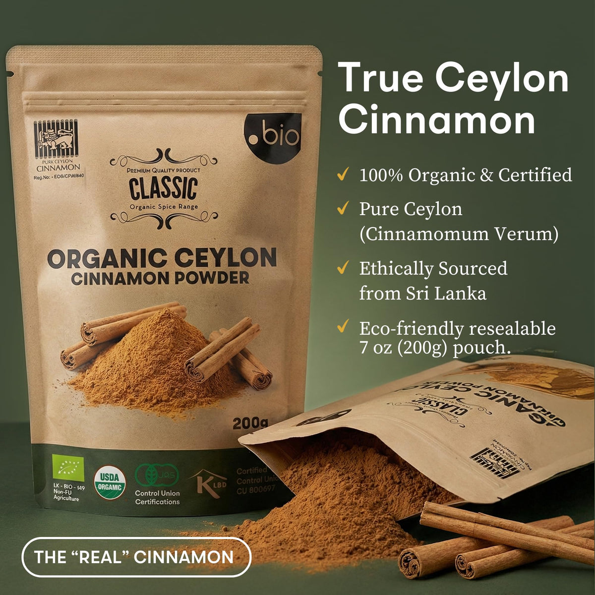 Organic Spice Shop cinnamon powder texture closeup—fine, consistent grind
