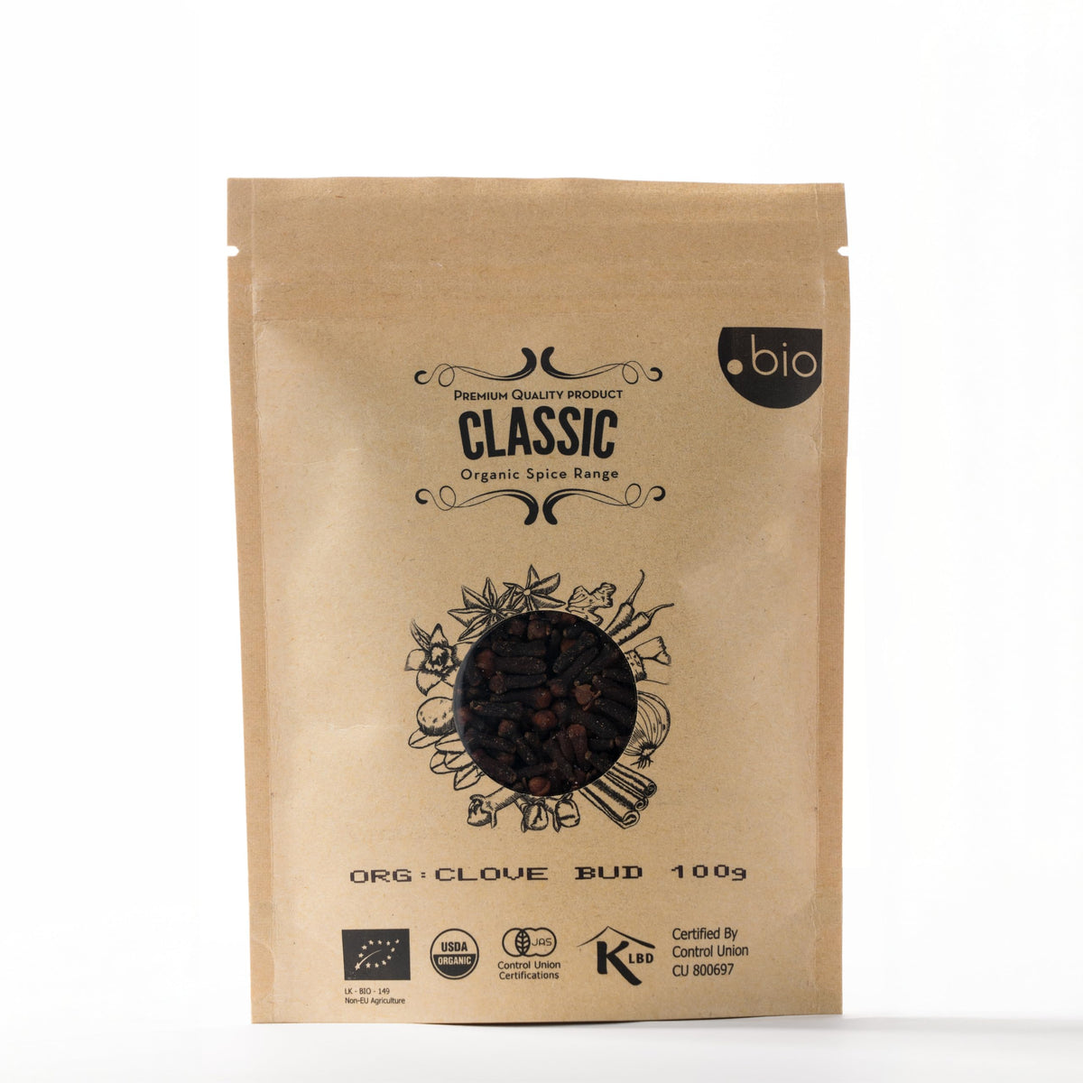 Organic Spice Shop clove bud closeup, rich color ideal for adding aroma.