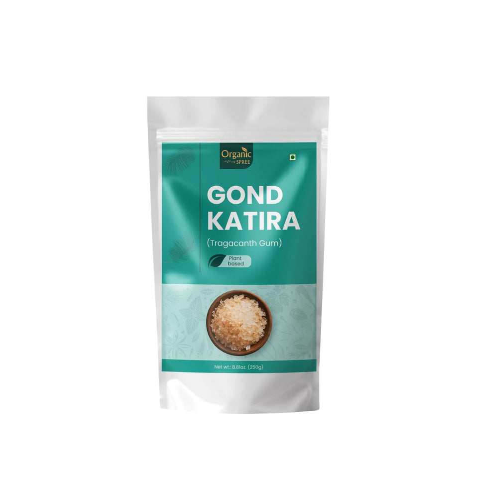 Organic Spree Gond Katira packaging shows purity and premium quality for home use.