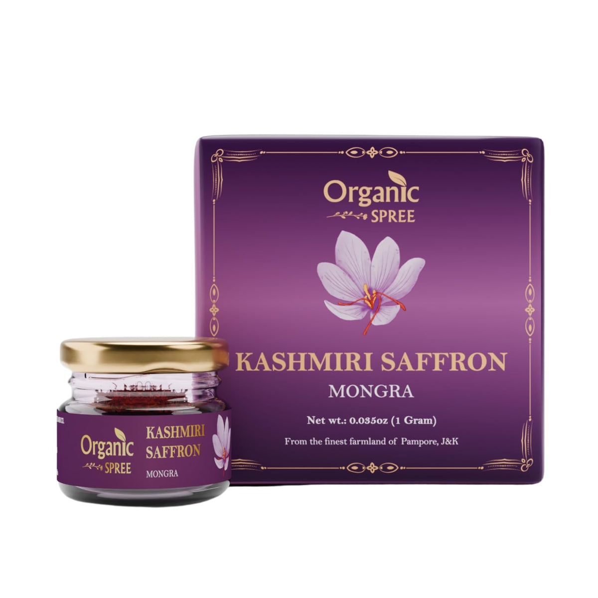 Organic Spree Kashmiri Saffron threads for vibrant color and aroma in meals.