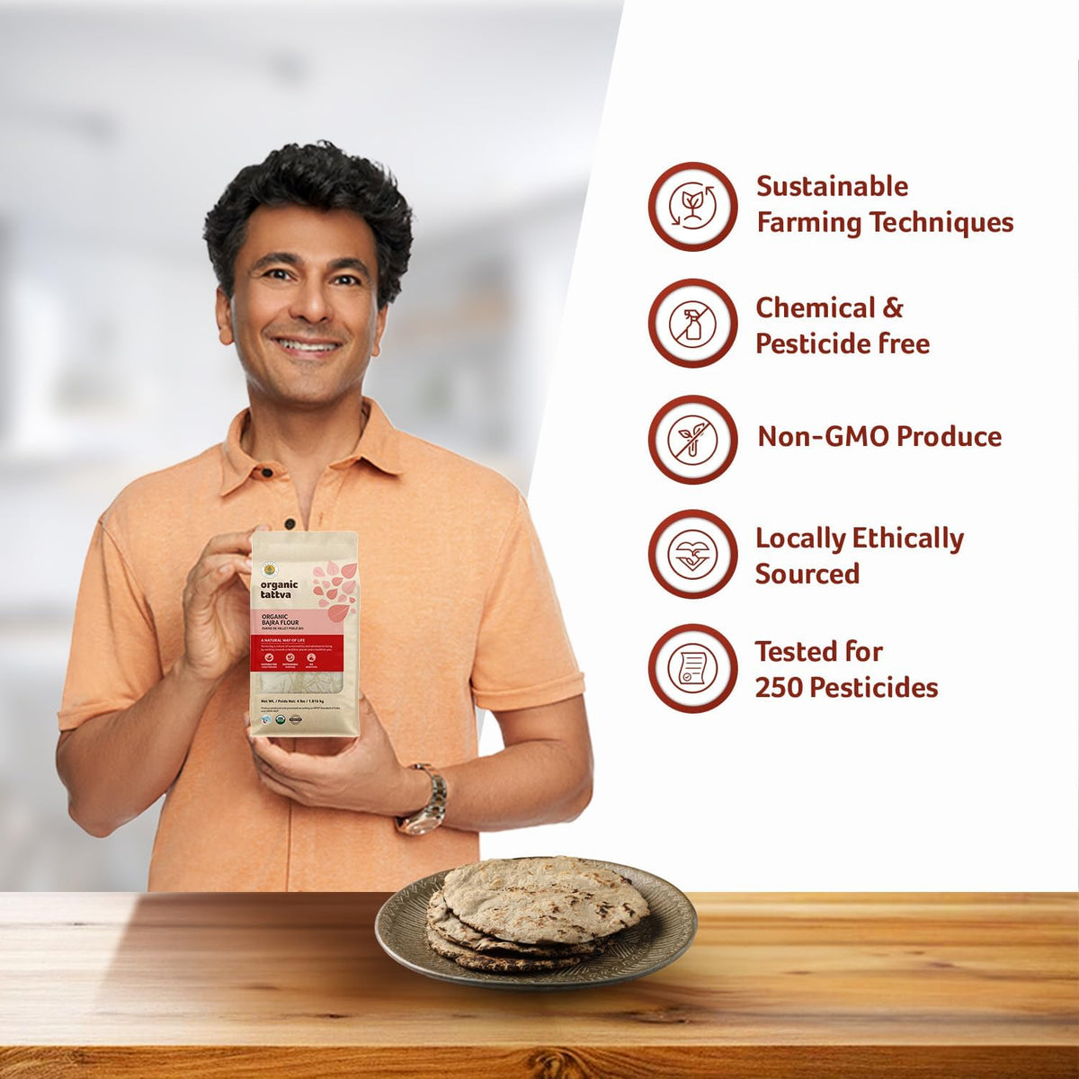 Organic Tattva Bajra flour bhakri dough prepares traditional flatbreads.