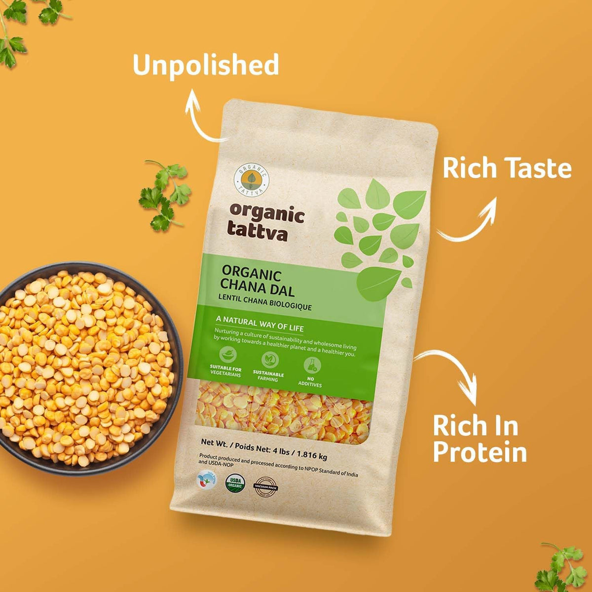 Organic Tattva Chana Dal cooking pot, transforming dry lentils into meals