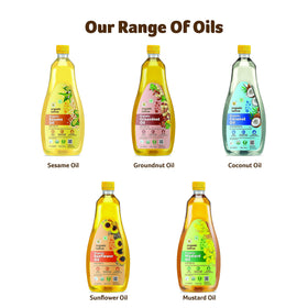 Organic Tattva groundnut oil in kitchen setting for everyday cooking.