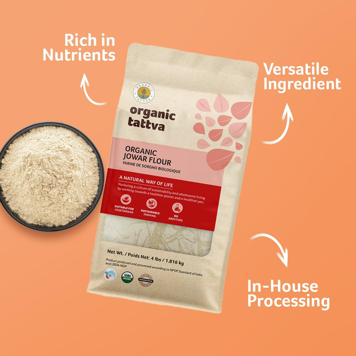 Organic Tattva Jowar flour pancakes showcase earthy aroma and protein-rich texture.