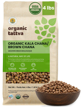 Organic Tattva Kala Chana Whole 4lb bag perfect for authentic chana recipes.