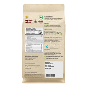 Organic Tattva Moong Dal dry lentils in bulk bag emphasize long-lasting plant protein.