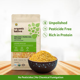 Organic Tattva Moong Dal protein-enriched lentils for healthy vegetarian meals.