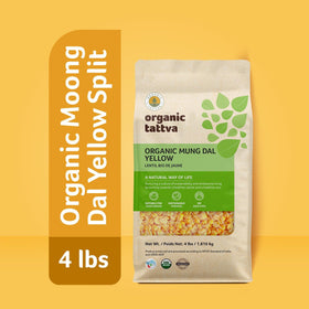Organic Tattva Moong Dal soaked lentils ready for quick, flavorful dal.
