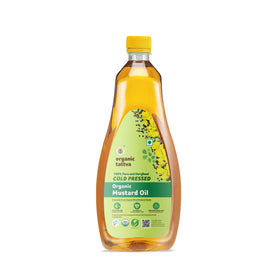 Organic Tattva mustard oil bottle front view for hair care