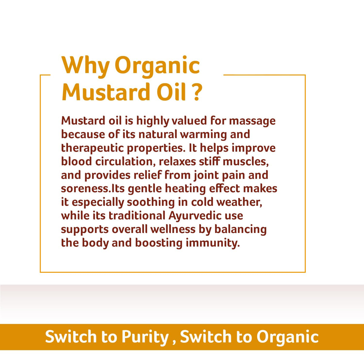 Organic Tattva mustard oil massage scene highlighting warmth and relaxation