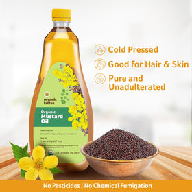 Organic Tattva mustard oil seeds closeup showing raw ingredients