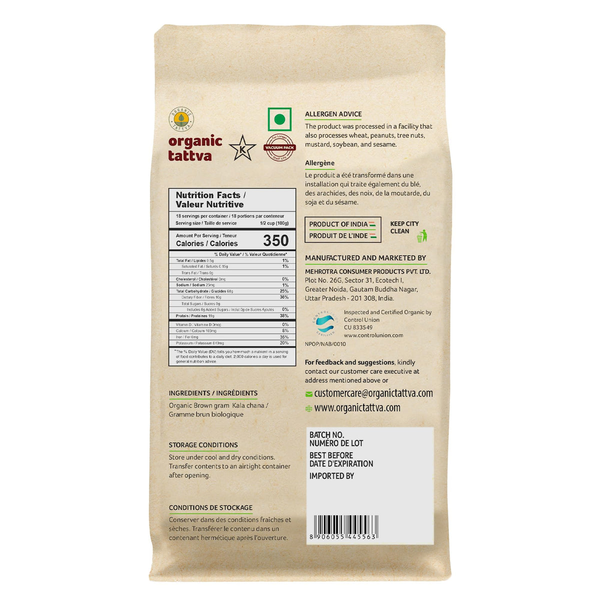 Organic Tattva Unpolished Chickpeas preserve natural texture for richer curries.