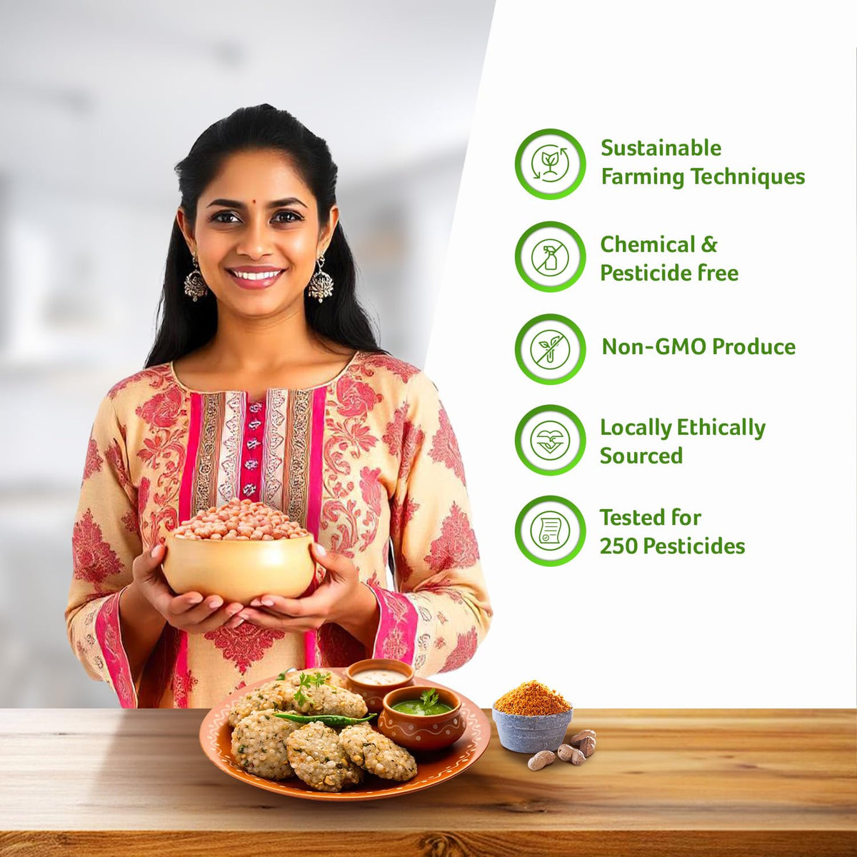 ORGANIC TATTVA groundnuts ingredients label, clear organic sourcing.