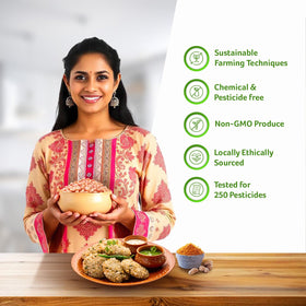 ORGANIC TATTVA groundnuts ingredients label, clear organic sourcing.