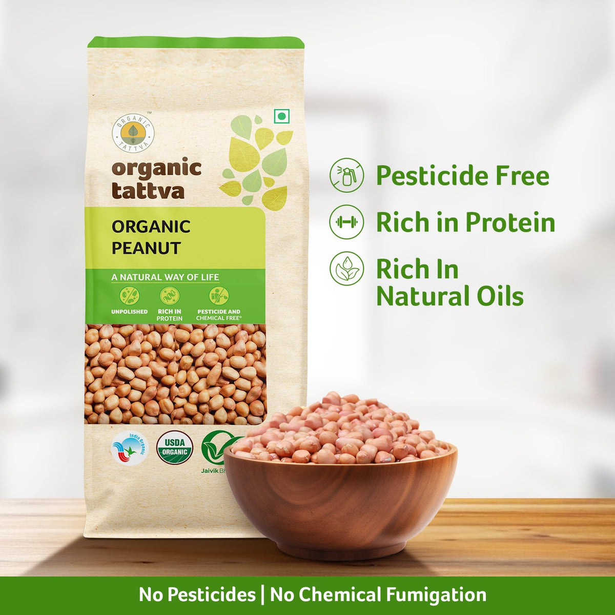 ORGANIC TATTVA groundnuts raw kernels, great for home roasting.