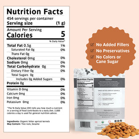 Organic Traditions apricot kernels grinding setup indicates easy home use.