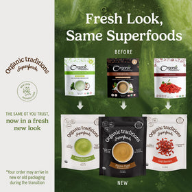 Organic Traditions apricot kernels packaged product image highlights single-ingredient quality for simple snacking.